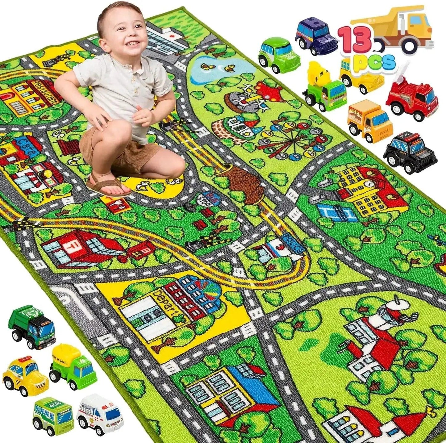  Joyfy Carpet Playmat 12 Cars For Creative Pretend Play -  ToylandEU™