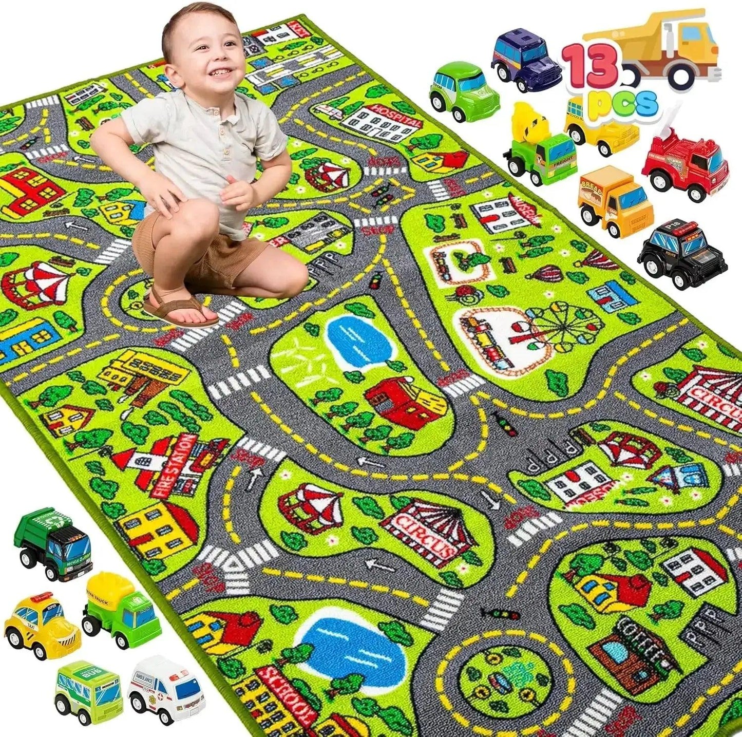  Joyfy Carpet Playmat 12 Cars For Creative Pretend Play -  ToylandEU™