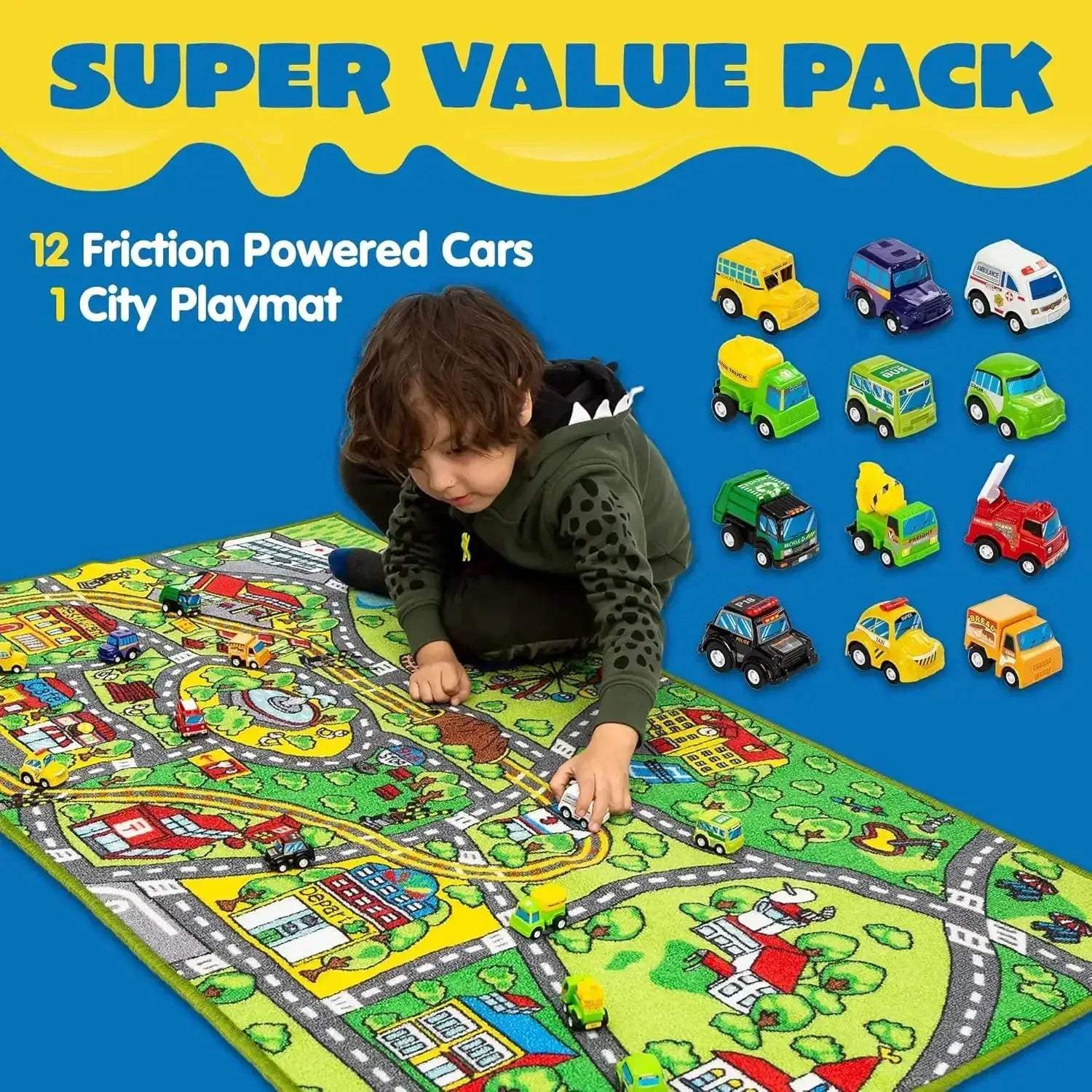 Joyfy Carpet Playmat With 12 Cars For Creative Pretend Play - ToylandEU