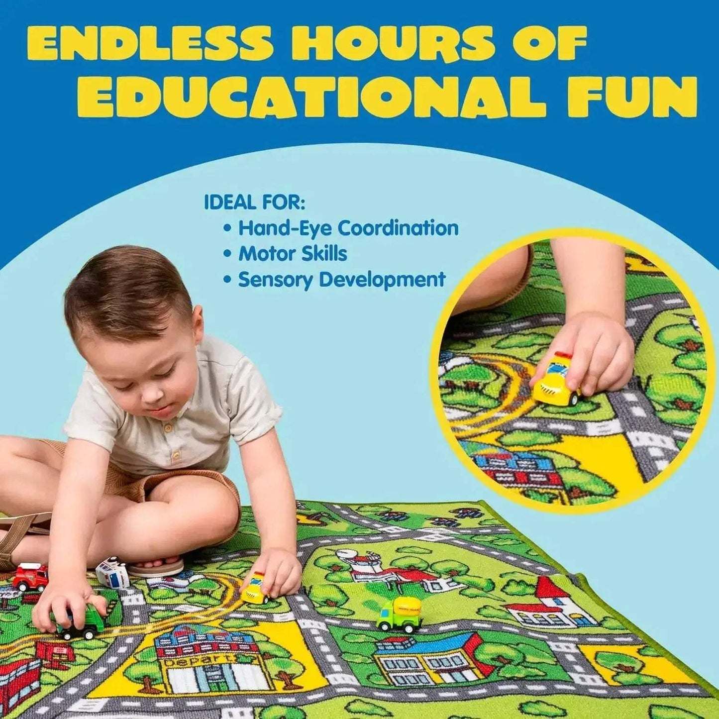 Joyfy Carpet Playmat With 12 Cars For Creative Pretend Play - ToylandEU