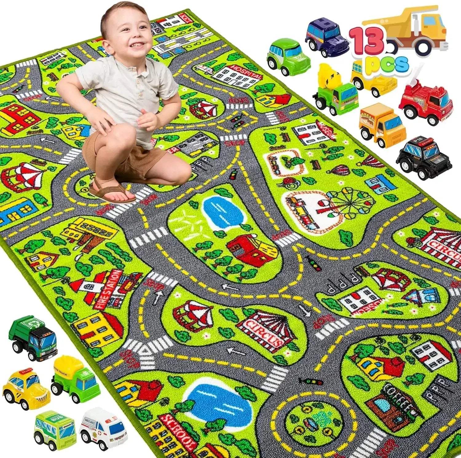 Joyfy Carpet Playmat With 12 Cars For Creative Pretend Play - ToylandEU