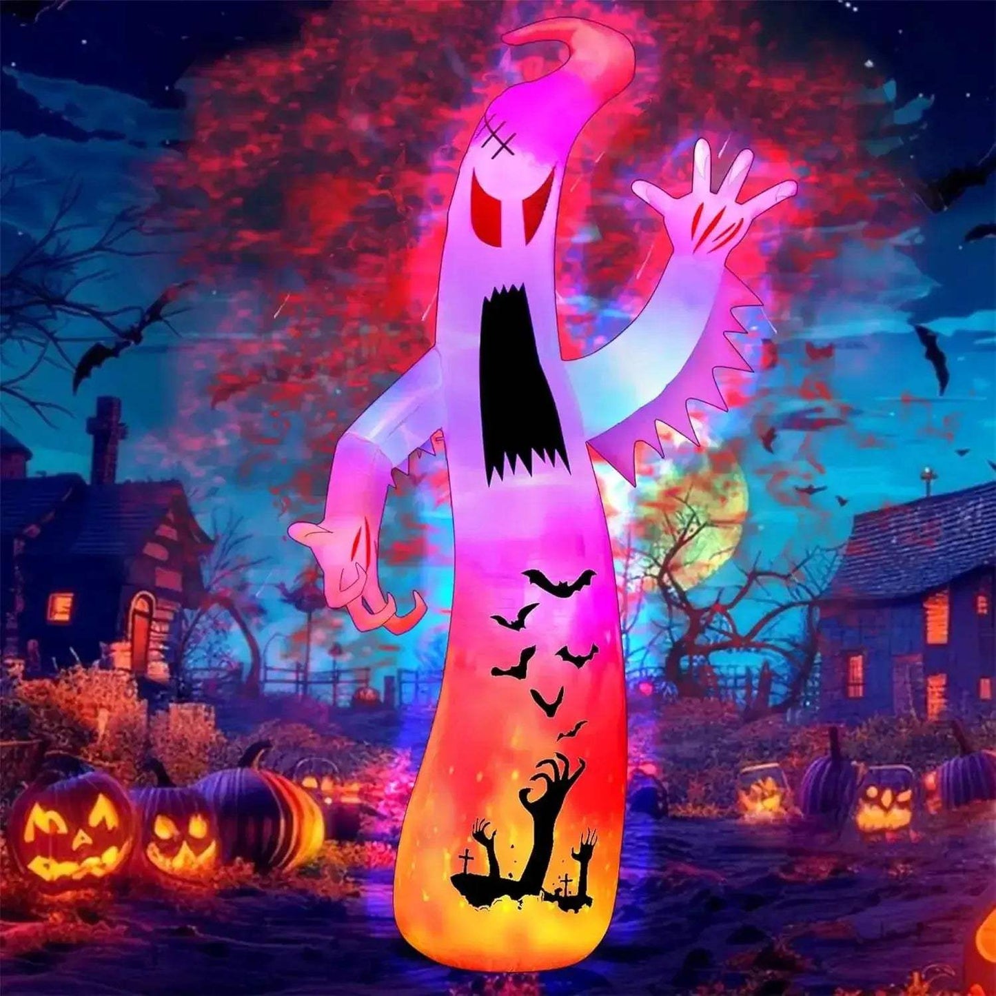 Joyfy Giant 12Ft Ghost Halloween Inflatable With Colorful Lights - ToylandEU