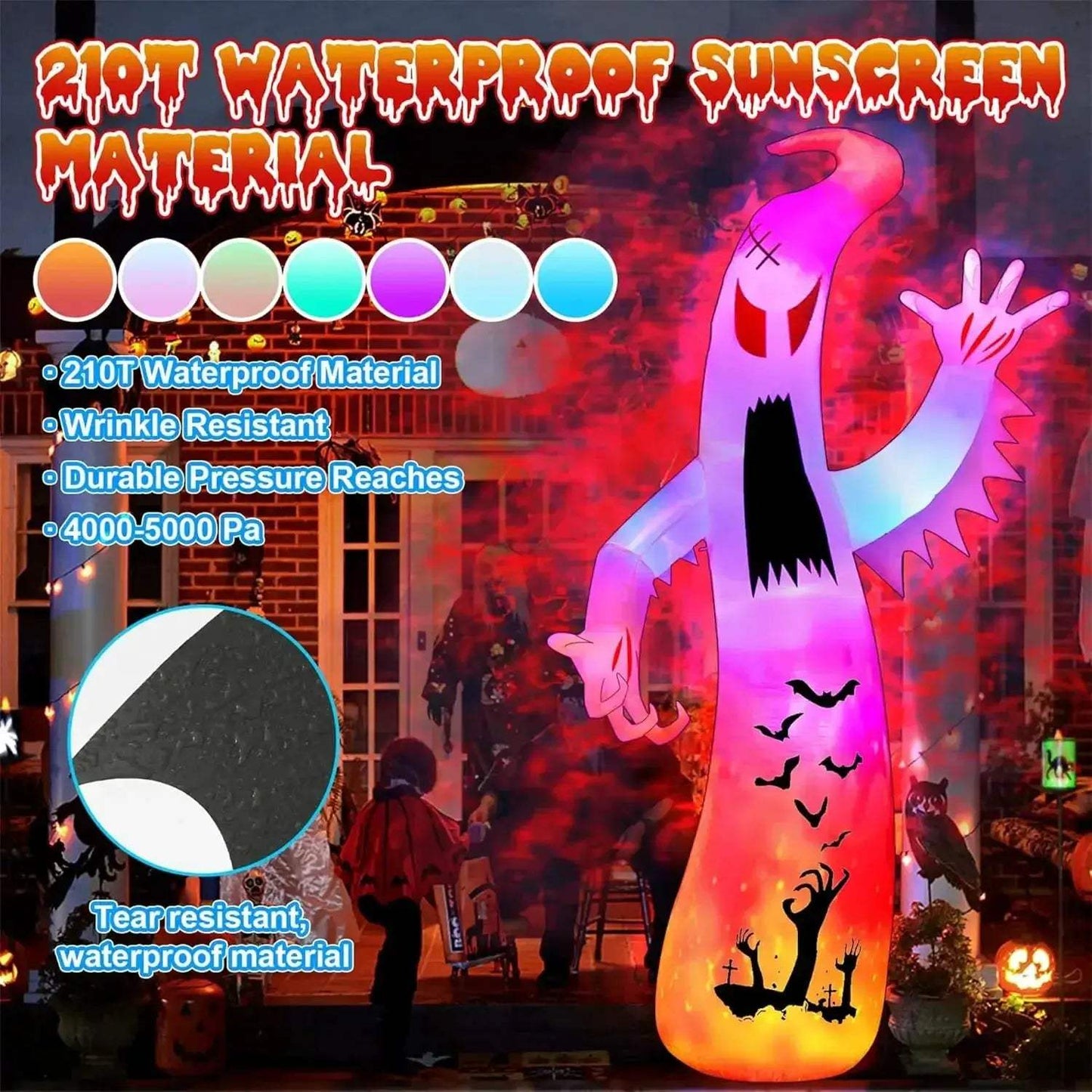 Joyfy Giant 12Ft Ghost Halloween Inflatable With Colorful Lights - ToylandEU