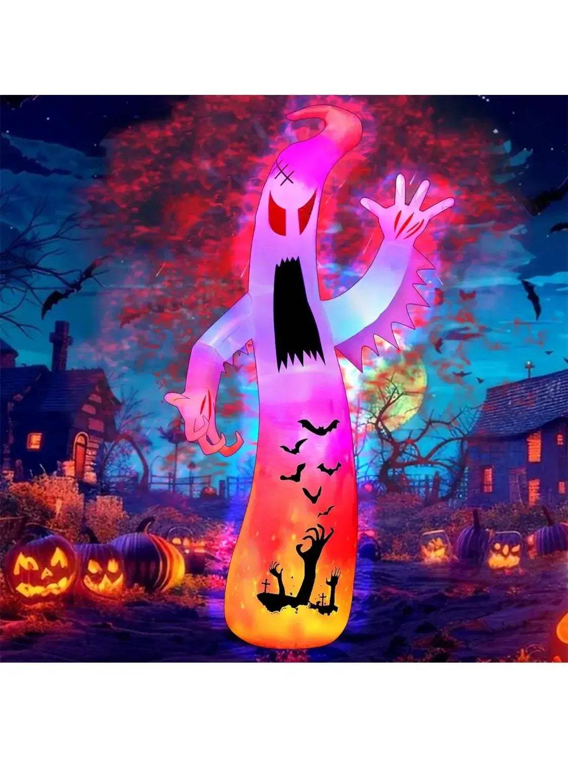 Joyfy Giant 12Ft Ghost Halloween Inflatable With Colorful Lights - ToylandEU