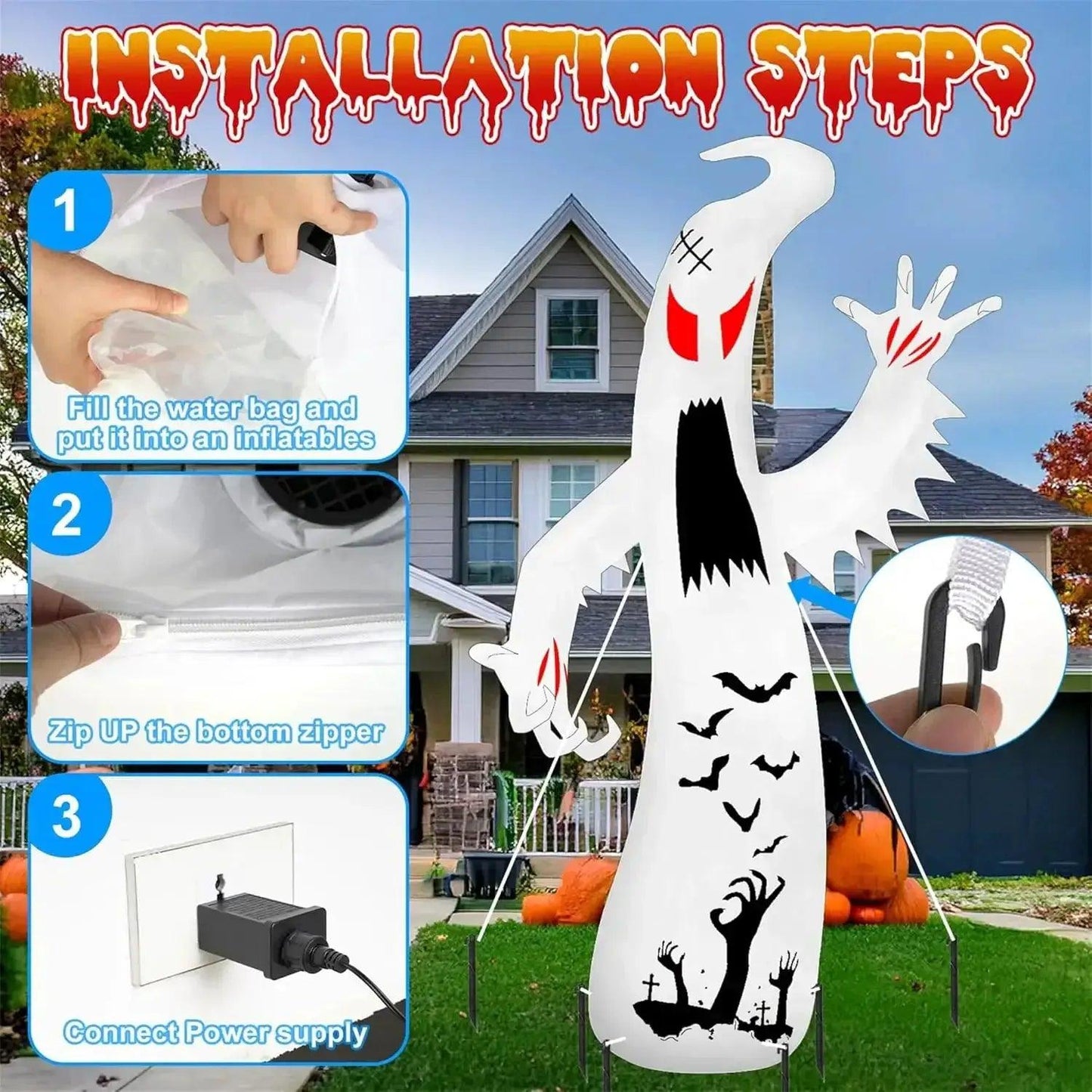 Joyfy Giant 12Ft Ghost Halloween Inflatable With Lights -  ToylandEU™