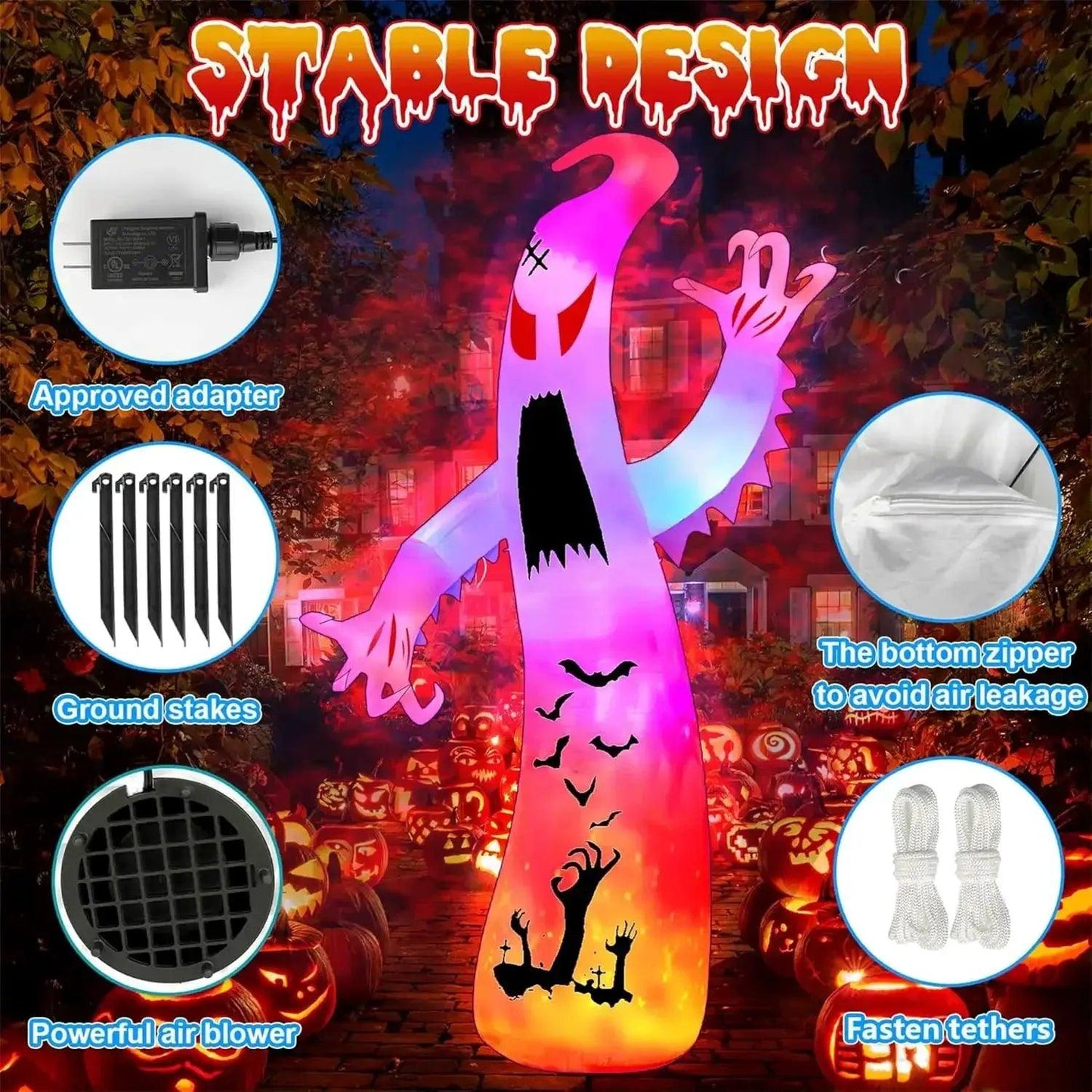  Joyfy Giant 12Ft Ghost Halloween Inflatable With Lights -  ToylandEU™