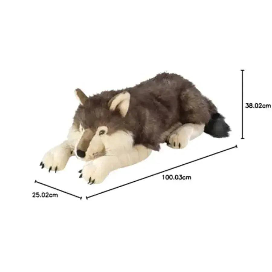 Jumbo Wolf Plush Toy Giant Gray Realistic Fur -  ToylandEU™
