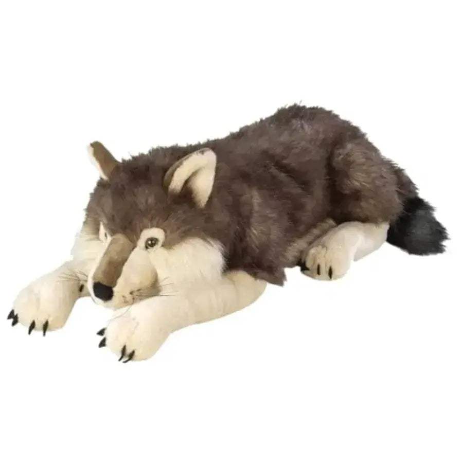 Jumbo Wolf Plush Toy Giant Gray Stuffed Animal Soft Fur - ToylandEU