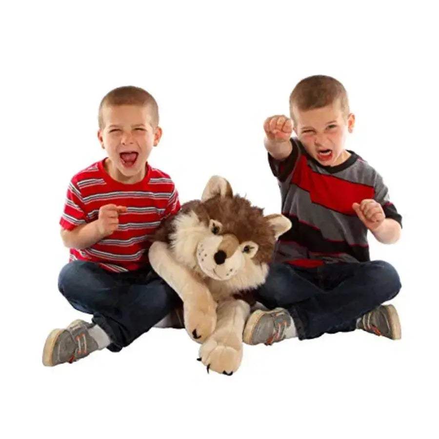 Jumbo Wolf Plush Toy Giant Gray Stuffed Animal Soft Fur - ToylandEU