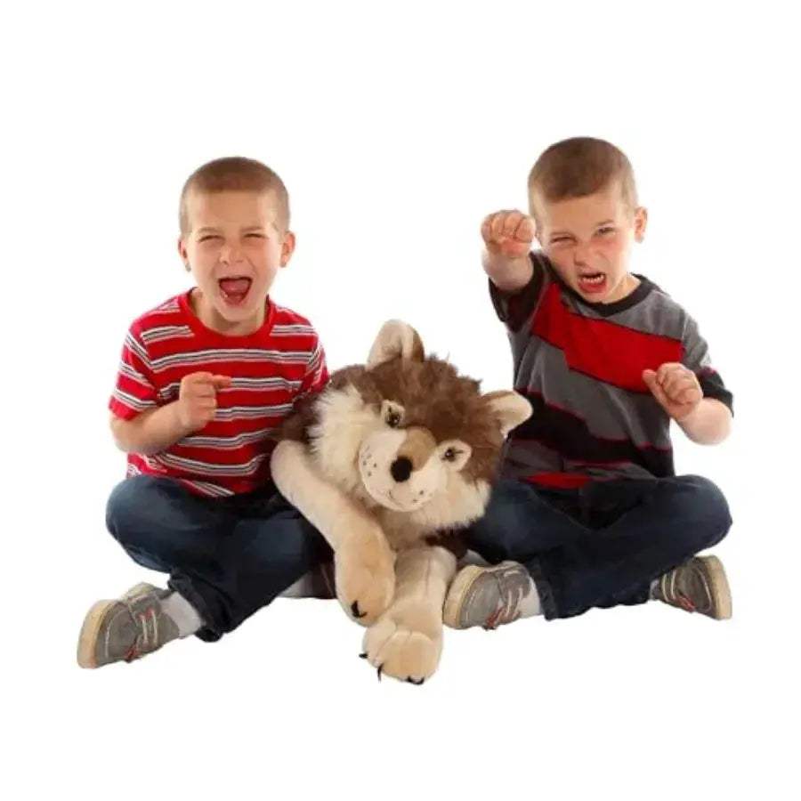 Jumbo Wolf Plush Toy Giant Gray Stuffed Animal Soft Fur - ToylandEU