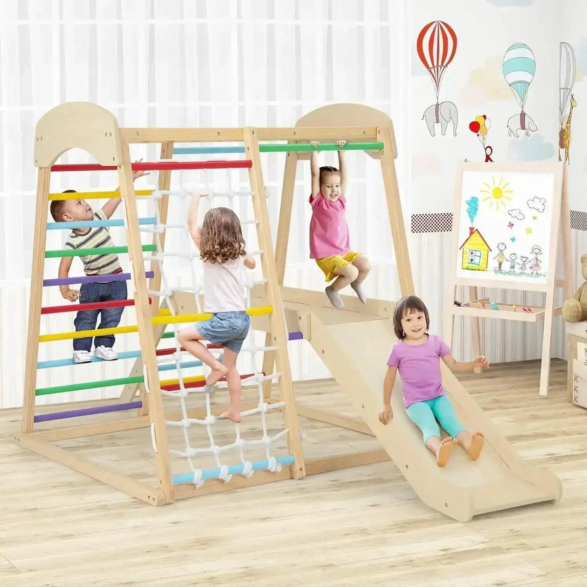  Indoor Jungle Gym Wooden Climber 6 In 1 Playground -  ToylandEU™