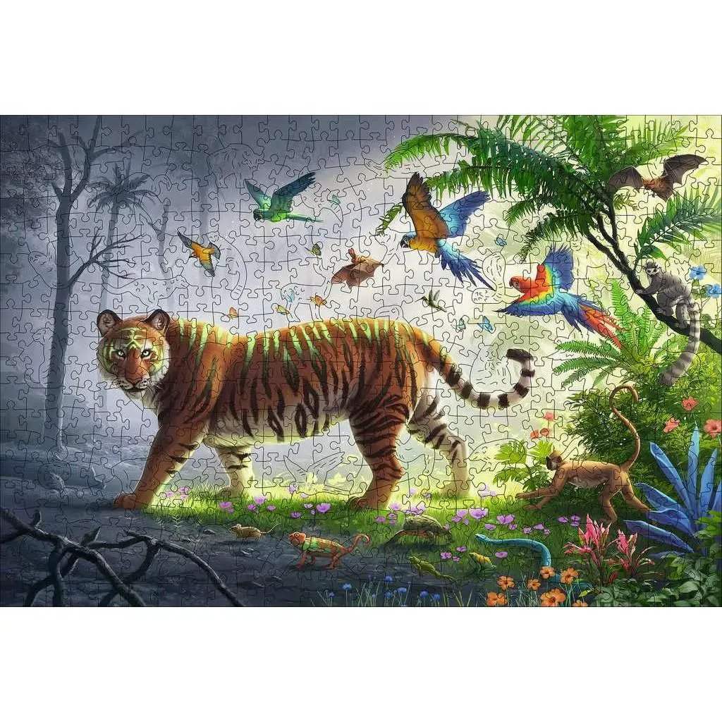 Jungle Tiger Wooden Jigsaw Puzzle 500 Pieces Hours Of Fun - ToylandEU
