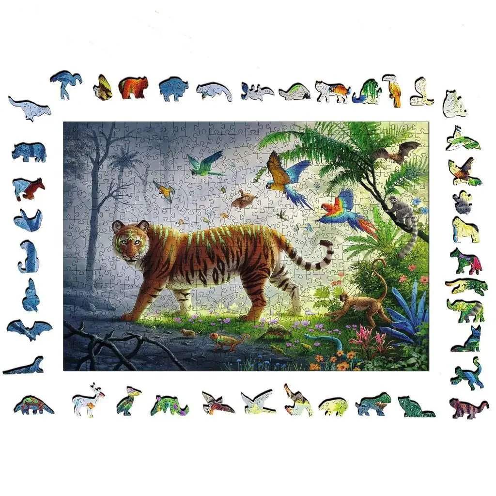 Jungle Tiger Wooden Jigsaw Puzzle 500 Pieces Hours Of Fun - ToylandEU