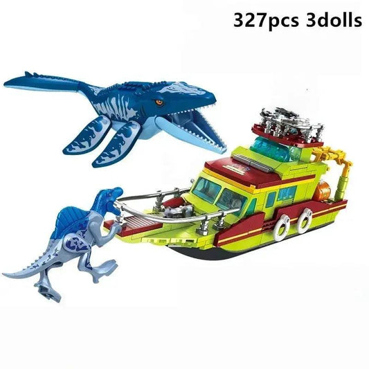 Jurassic Dinosaur Building Blocks Educational Ship Set -  ToylandEU™