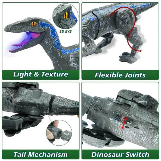  Jurassic Velociraptor RC Dinosaur Toy for Kids - LED Light, Roaring,  -  ToylandEU™