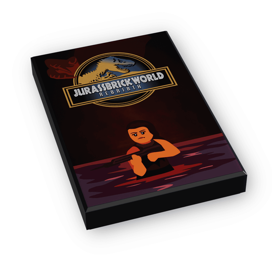 Jurassbrick Rebirth Movie Cover Tile | Custom Printed 2x3 | Authentic LEGO Part | B3 Customs