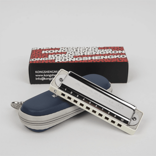KONGSHENG 20-Hole Diatonic Harmonica – Stylish Black & White Edition - ToylandEU