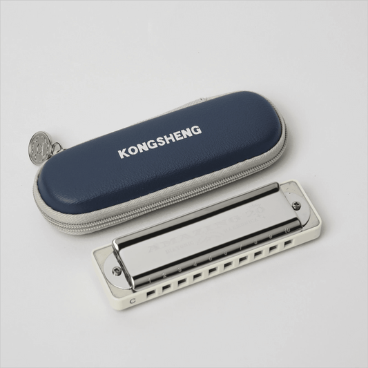 KONGSHENG 20-Hole Diatonic Harmonica – Stylish Black & White Edition - ToylandEU