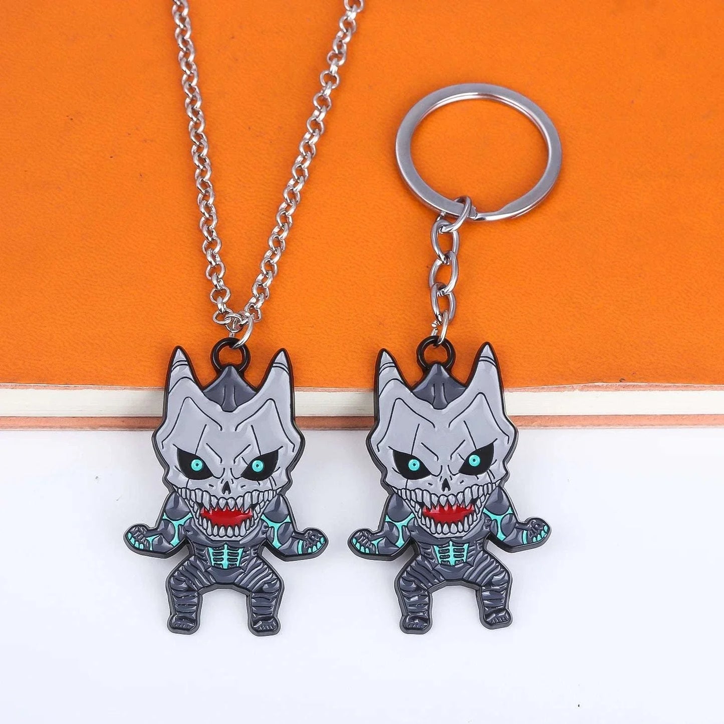  Kaiju No 8 Metal Keychain And Necklace Set Durable 