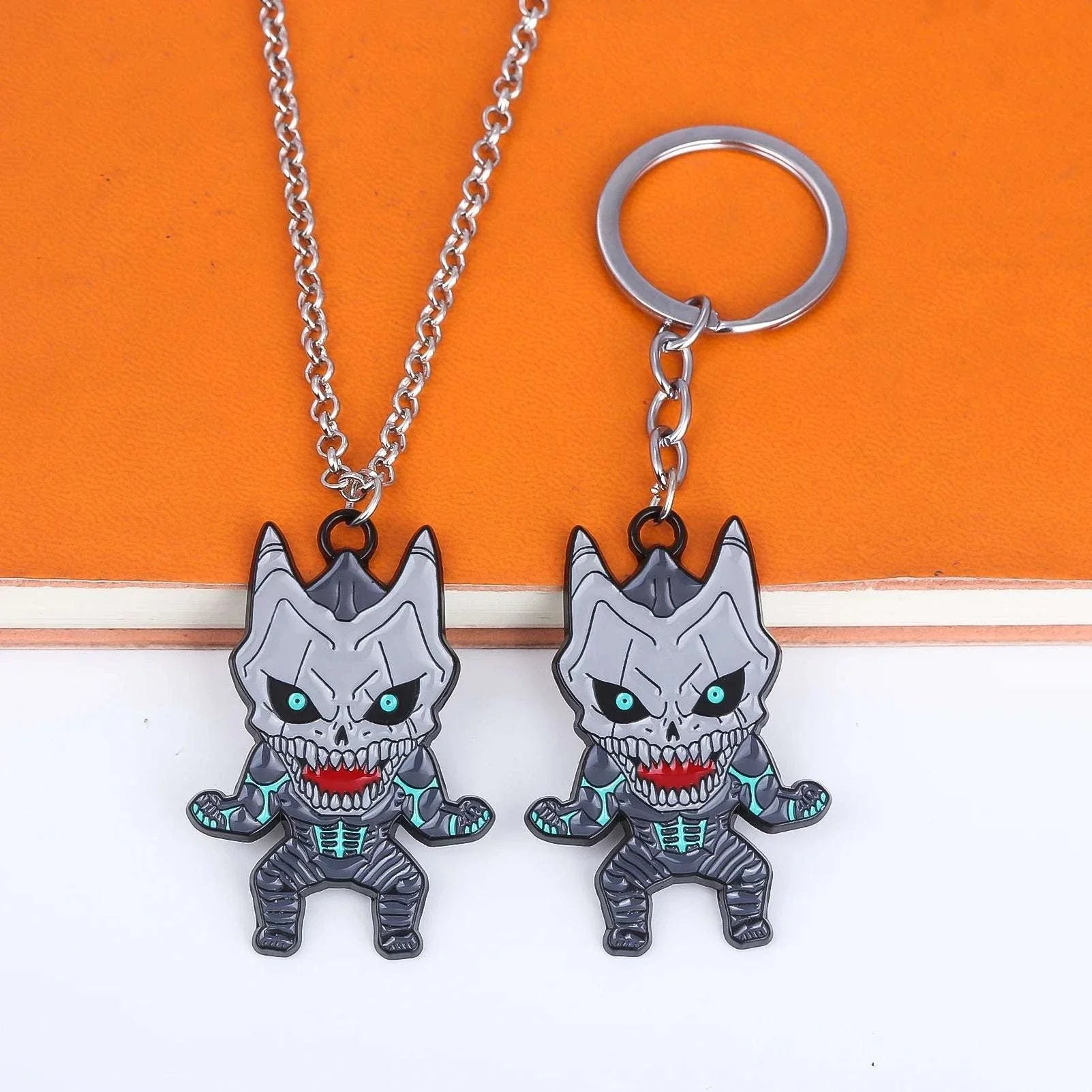  Kaiju No 8 Metal Keychain And Necklace Set Durable 