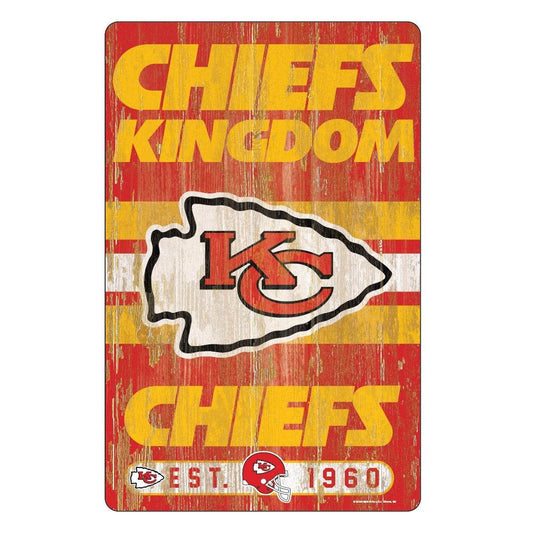 Kansas City Chiefs 11x17 Wood Slogan Sign Decor Team Colors - ToylandEU