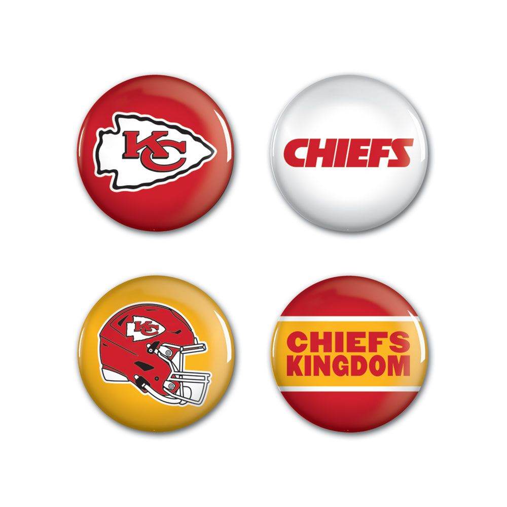Kansas City Chiefs 4 Pack Button Set With Logos And Slogan - ToylandEU