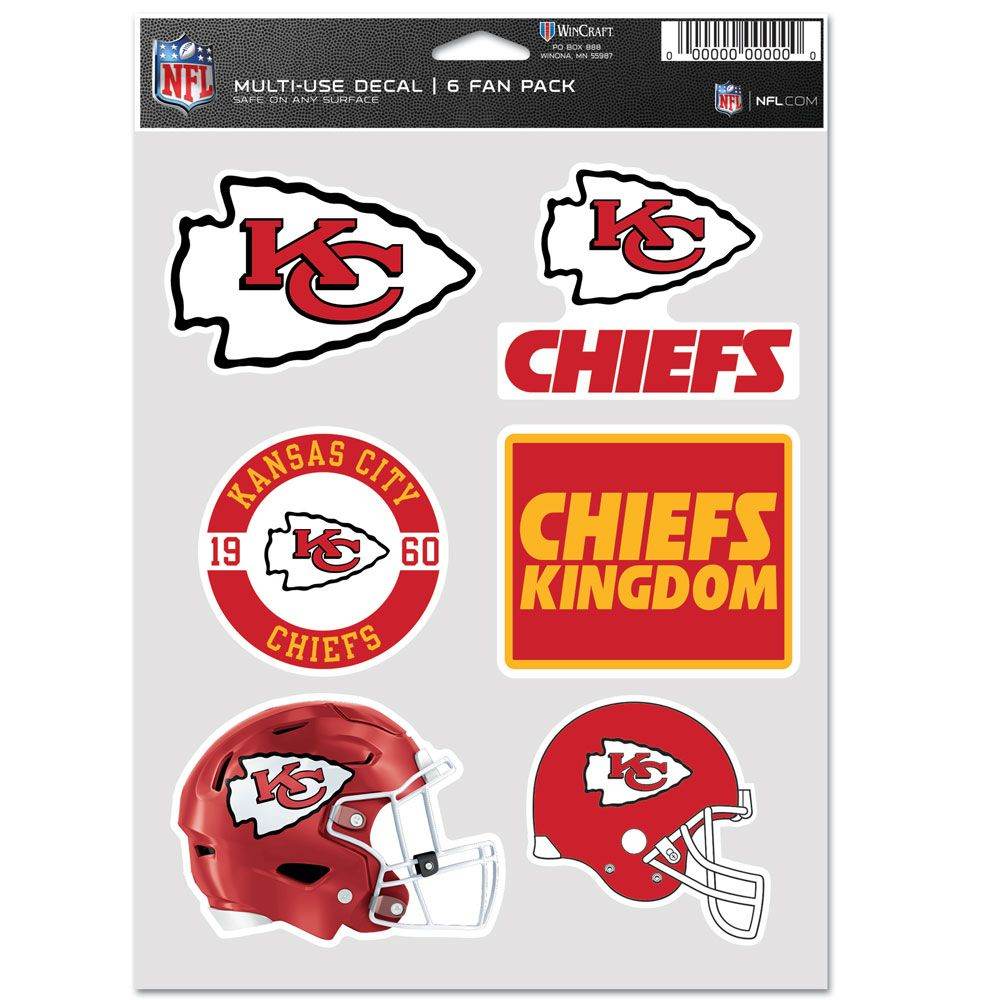 Kansas City Chiefs Decal Multi Use Fan Six Pack Decals - ToylandEU