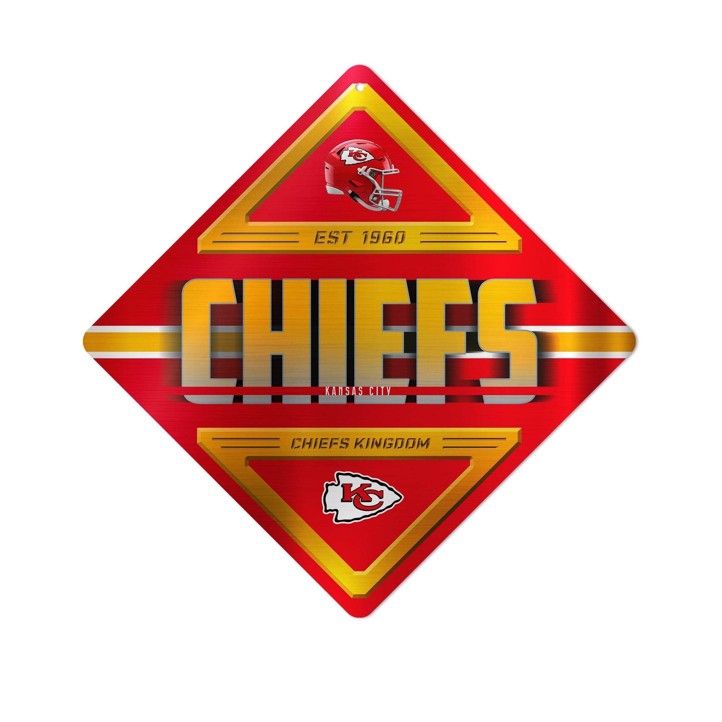 Kansas City Chiefs Diamond Shape Metal Sign 12x12 Inches - ToylandEU