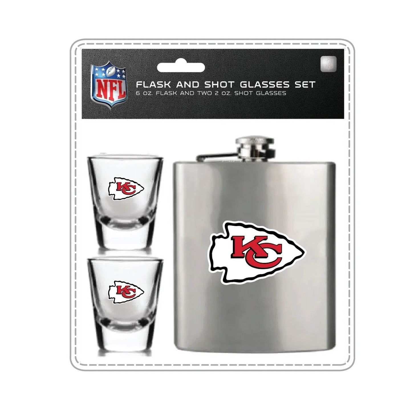 Kansas City Chiefs Flask and Shot Glass Set With Team Logo - ToylandEU