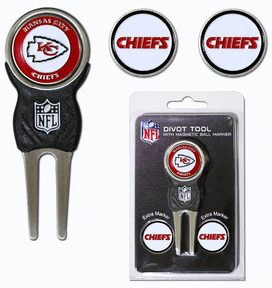 Kansas City Chiefs Golf Divot Tool With 3 Markers Nickel - ToylandEU
