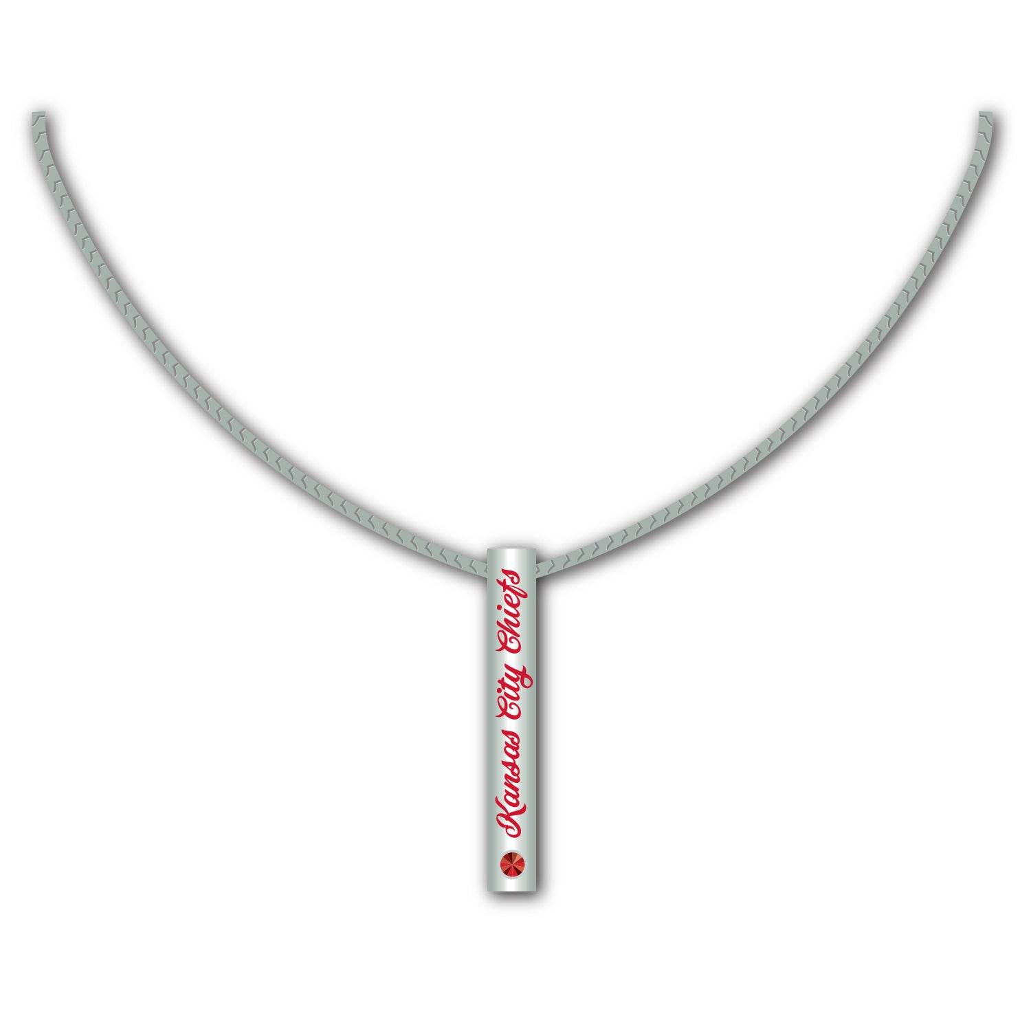 Kansas City Chiefs Necklace Sterling Silver Bar Pendant - ToylandEU