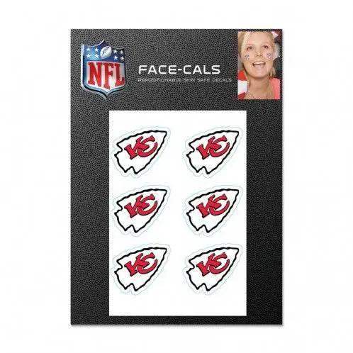 Kansas City Chiefs Tattoo Face Decals Six Pack Waterless - ToylandEU