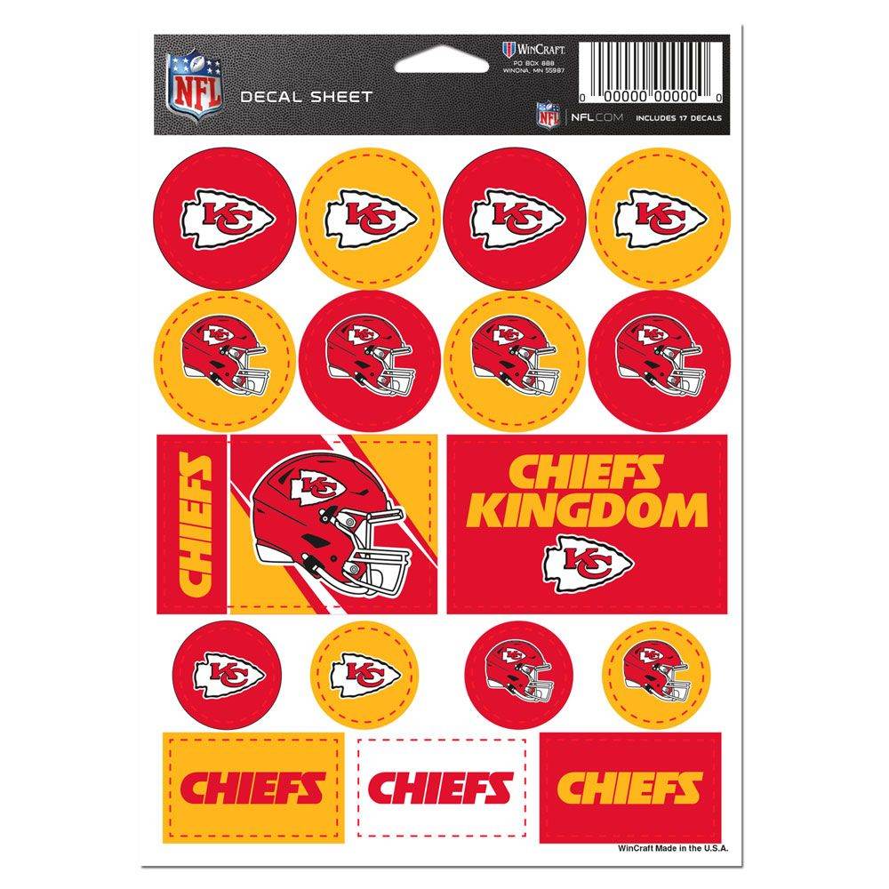 Kansas City Chiefs Vinyl Decal Sheet 5x7 Pack Sticker Set - ToylandEU