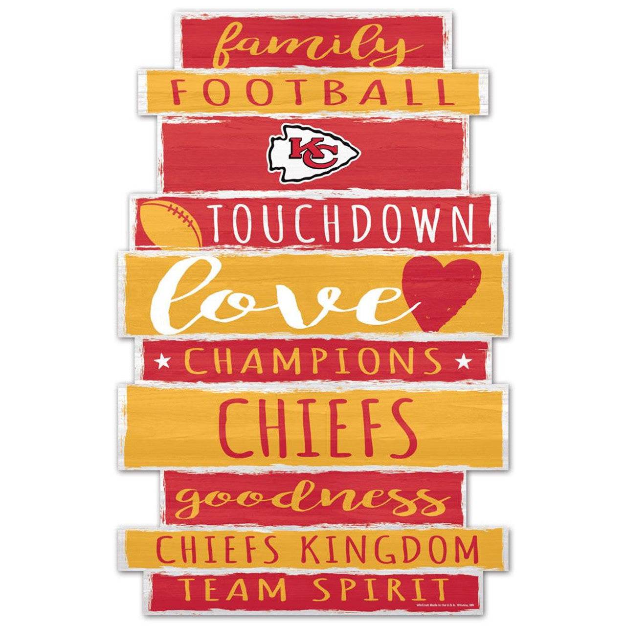 Kansas City Chiefs Wood Sign 11x17 Family Word Design - ToylandEU