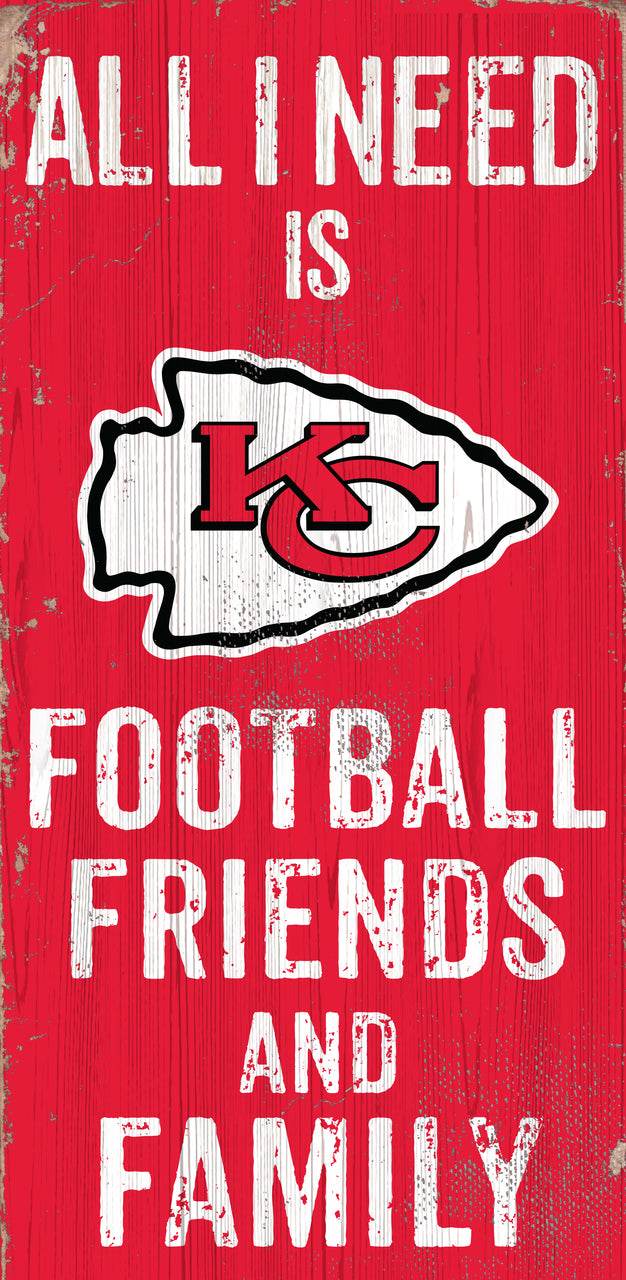 Kansas City Chiefs Wood Sign 6x12 Friends and Family Color - ToylandEU