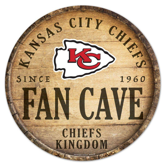Kansas City Chiefs Wood Sign Round 14 Inch Barrel Top - ToylandEU