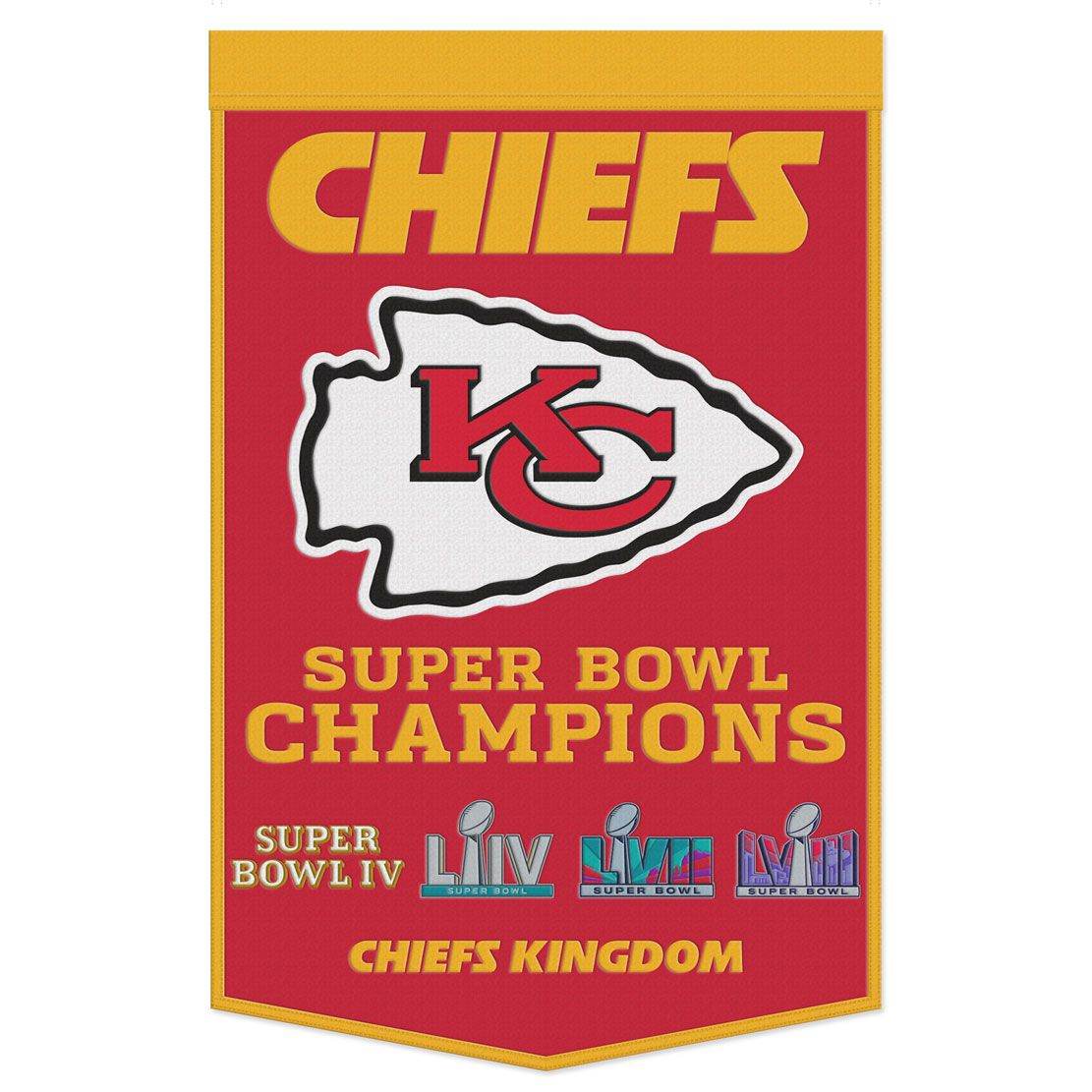 Kansas City Chiefs Wool Banner 24x38 Dynasty Champ Design - ToylandEU