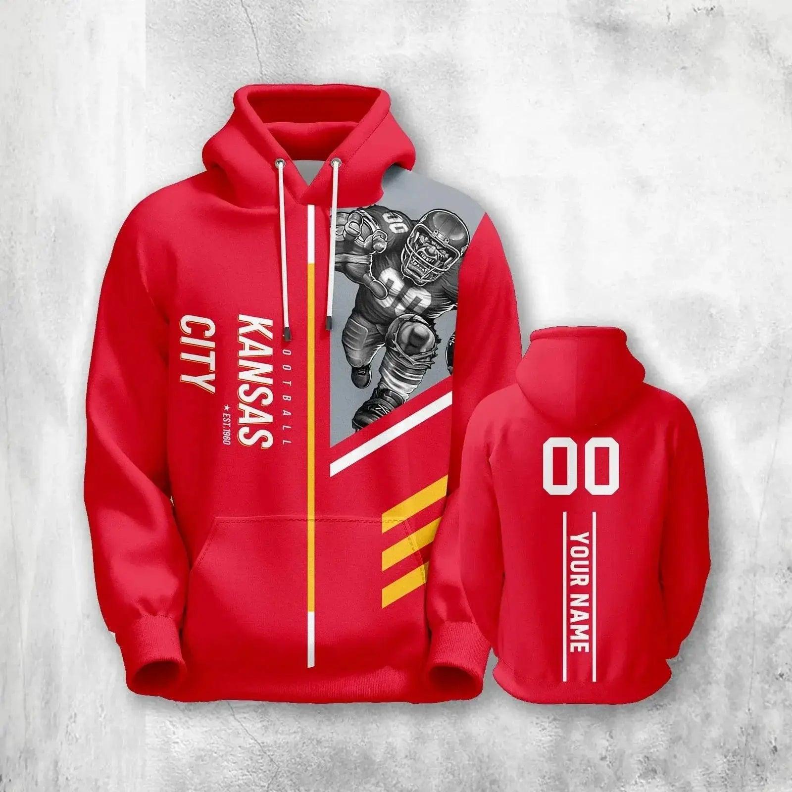  Personalized Kansas City 3D Printed American Football Hoodies - Customizable Sweatshirts for Men, Women, and Youth, Perfect Fan Gifts -  ToylandEU™