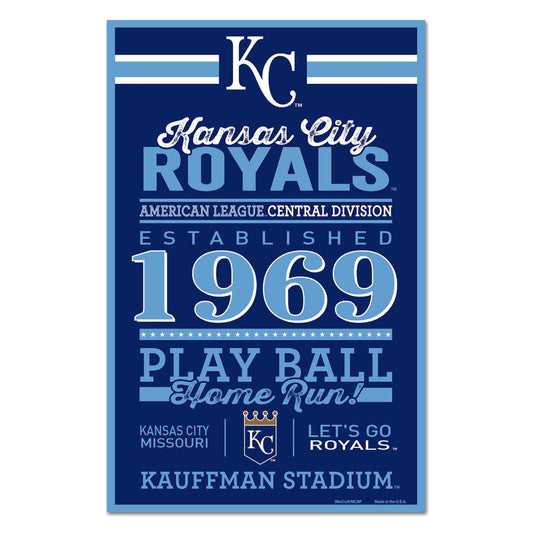 Kansas City Royals 11x17 Wood Sign Established Design - ToylandEU