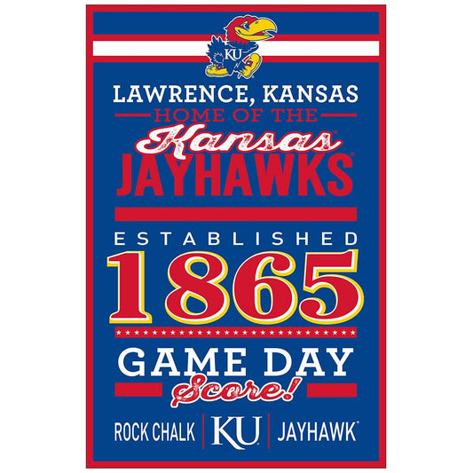 Kansas Jayhawks 11x17 Wood Sign With Established Colors - ToylandEU