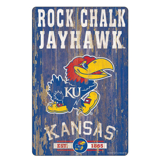 Kansas Jayhawks 11x17 Wood Slogan Sign By Wincraft Gear - ToylandEU