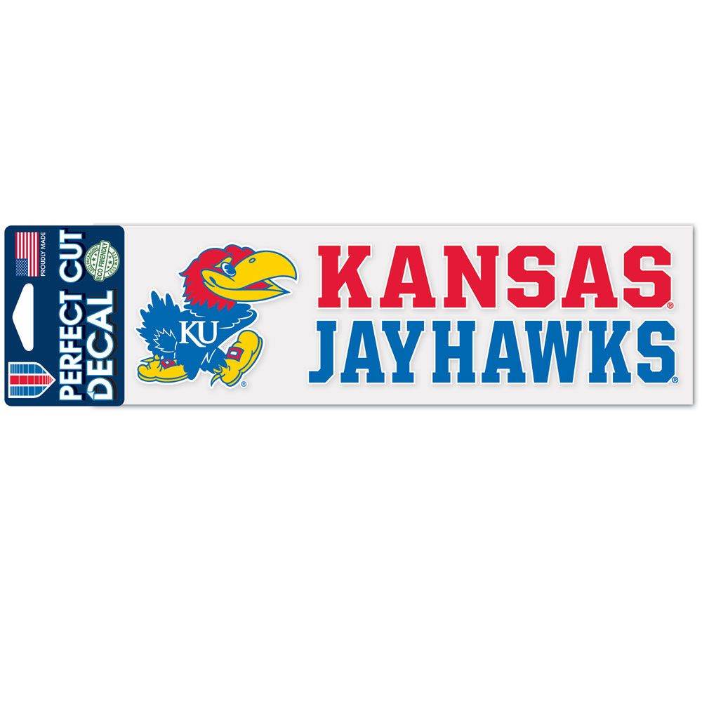 Kansas Jayhawks 3x10 Perfect Cut Color Vinyl Decal Outdoor - ToylandEU