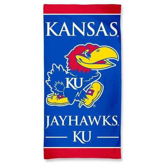  Kansas Jayhawks Beach Style Towel 30x60 Cotton Velour Front -  ToylandEU™