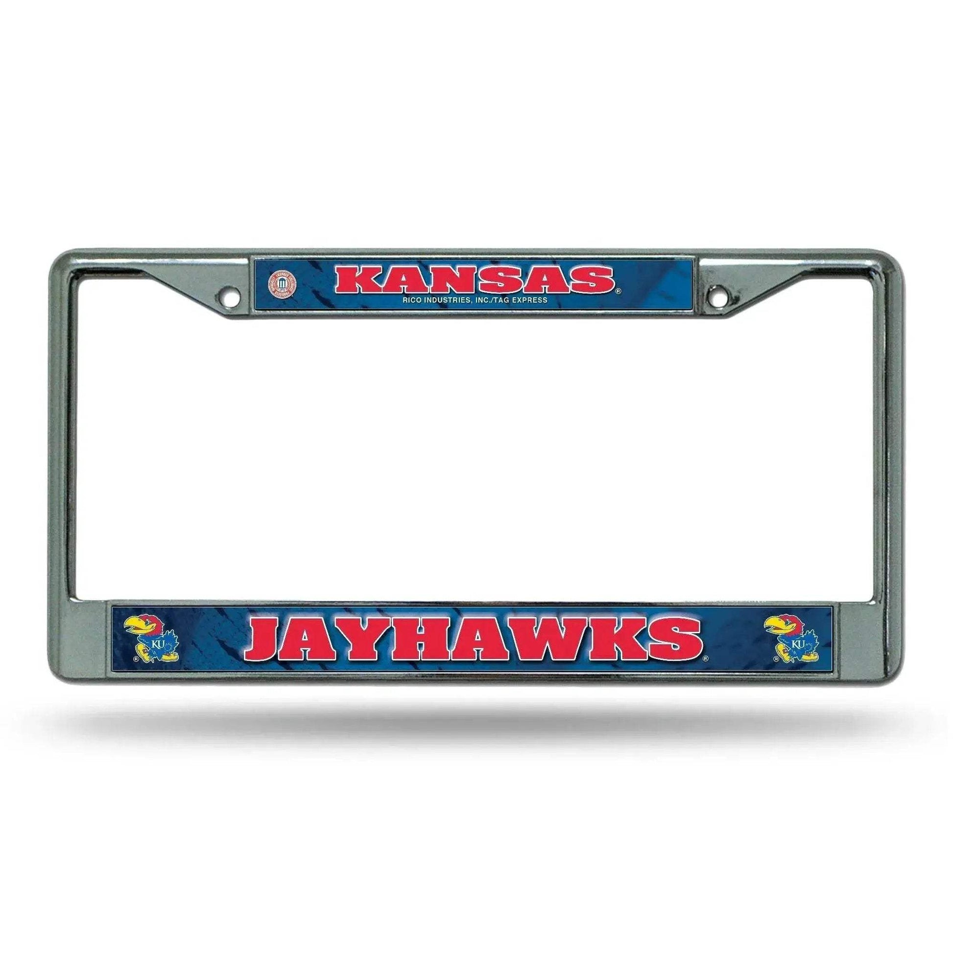 Kansas Jayhawks Chrome License Plate Frame With Logo - ToylandEU
