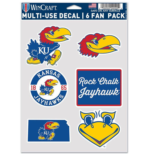 Kansas Jayhawks Decal Pack Multi Use Fan 6 Pack Set - ToylandEU