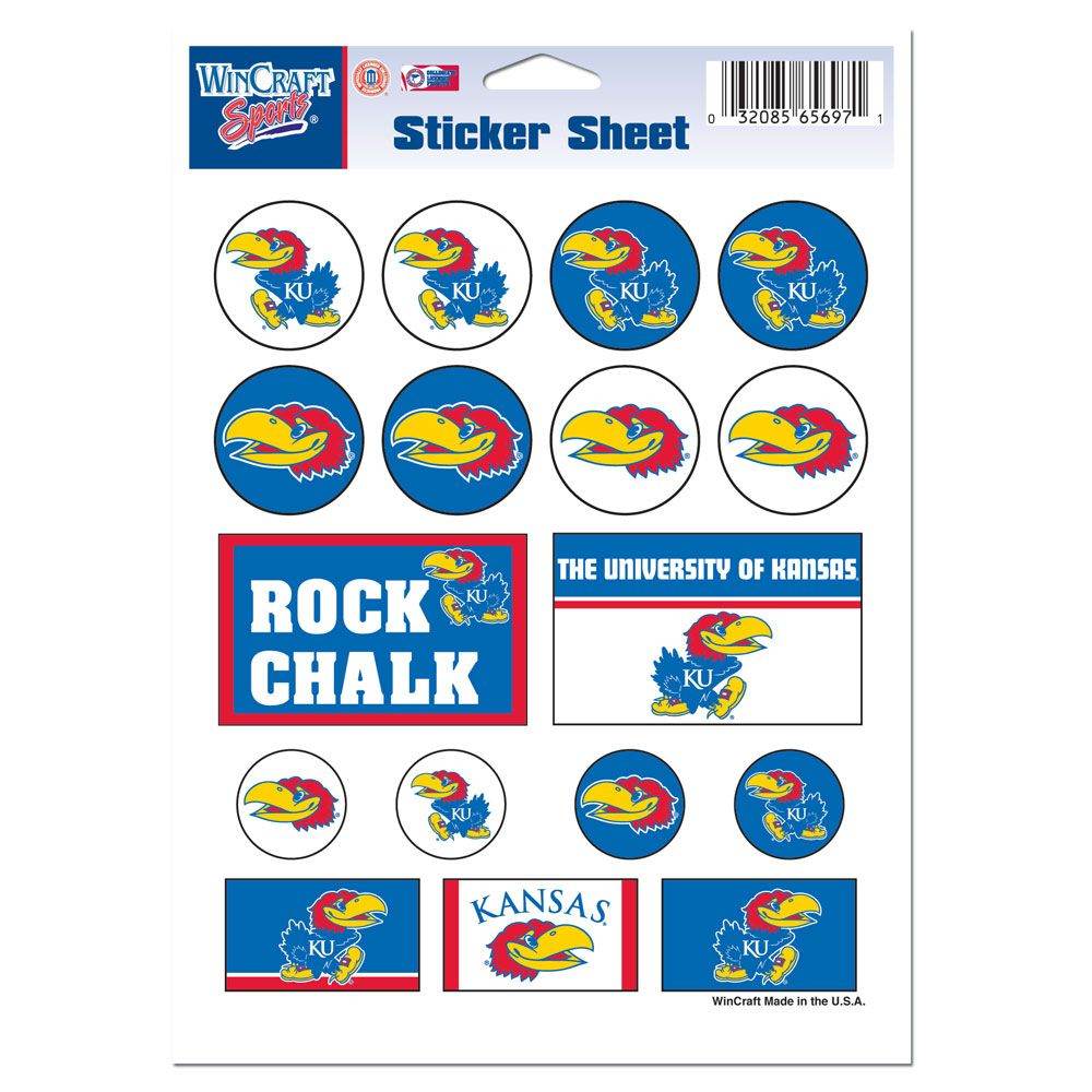 Kansas Jayhawks Decal Sheet 5x7 Vinyl Sticker Pack Official - ToylandEU