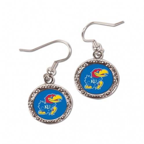 Kansas Jayhawks Earrings Round Style Special Order Licensed - ToylandEU