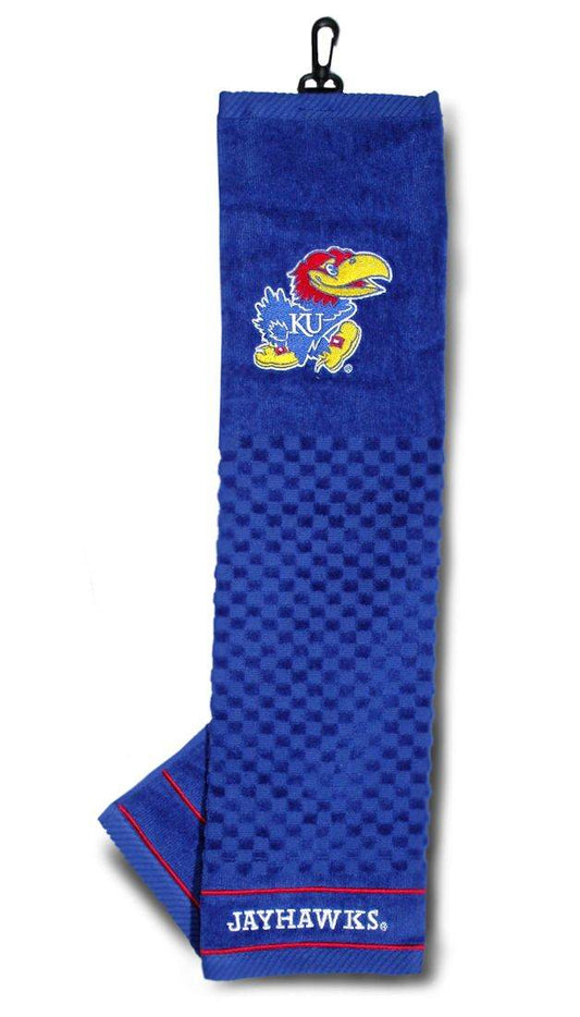 Kansas Jayhawks Embroidered Golf Towel 16x22 Tri Fold - ToylandEU
