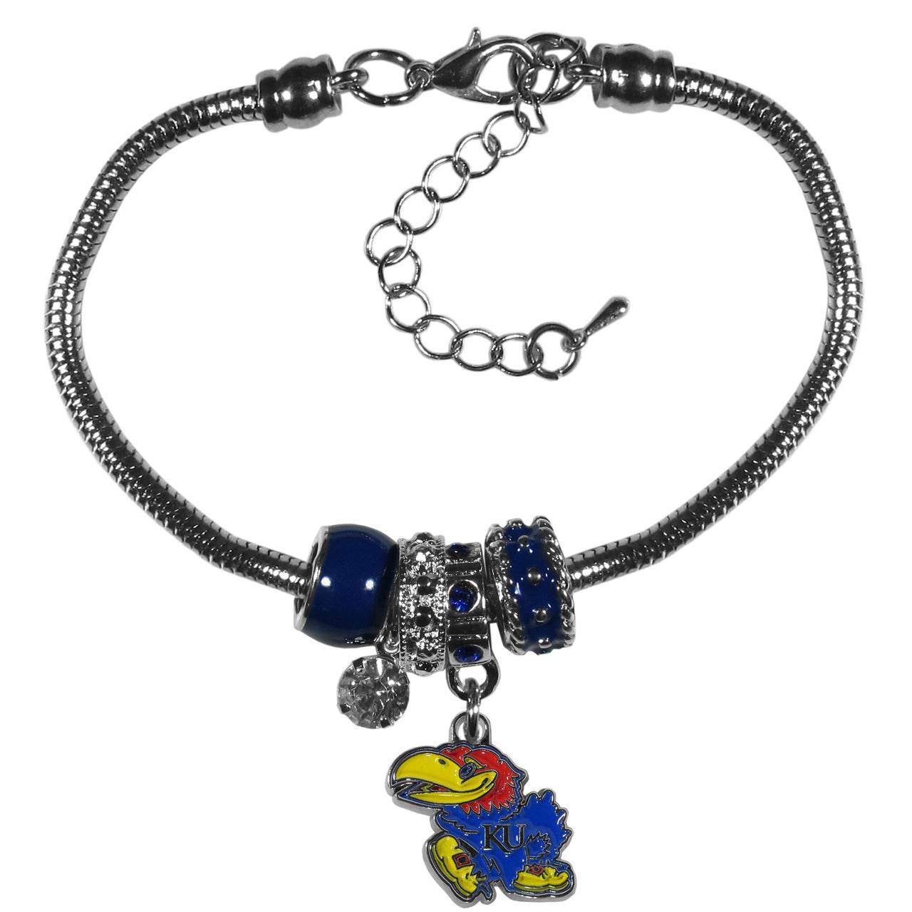 Kansas Jayhawks Euro Bead Bracelet With Rhinestones - ToylandEU
