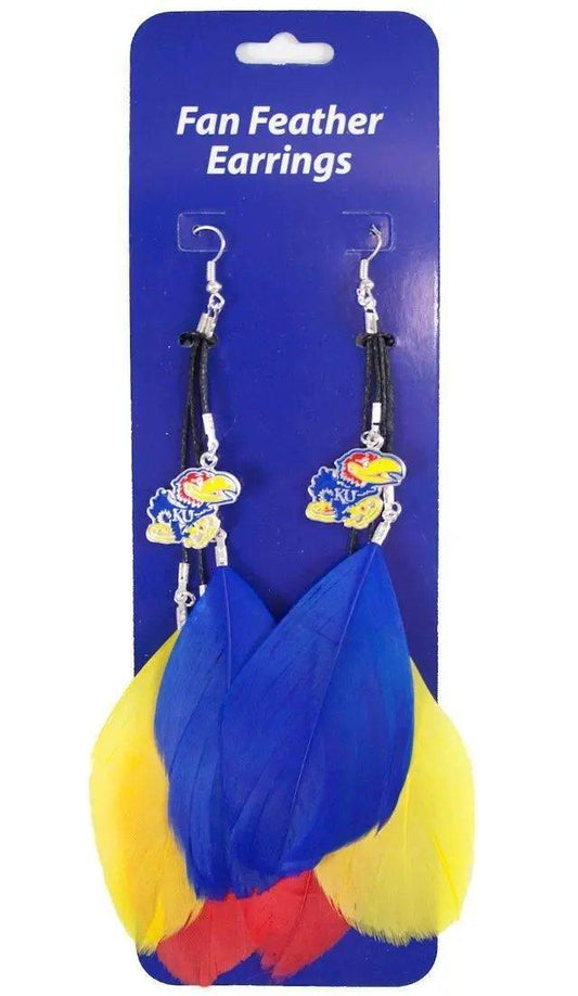  Kansas Jayhawks Team Color Feather Earrings CO -  ToylandEU™